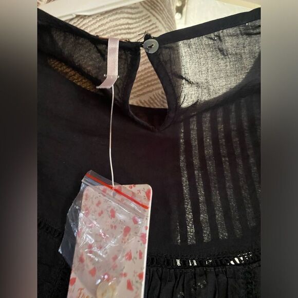 Free people black pavlo dress boho embroidered size S/P - Picture 10 of 16